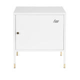 Armoire de bureau blanche UMEO avec un compartiment à porte et des pieds dorés de hjh OFFICE – vue à 360° (vue de face 0°)
