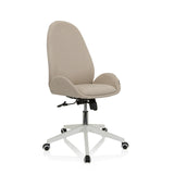 Siège de bureau à domicile AVEA I beige avec accoudoirs et base blanche à cinq roulettes de hjh OFFICE – vue à 360° (vue de trois quarts avant 40°)