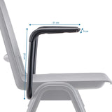 Dessin technique de l'Accoudoir MEET WA avec une longueur de 21 cm et une hauteur de 23 cm de hjh OFFICE