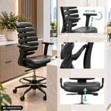 Accoudoirs réglables et réglage de la hauteur par vérin à gaz de la chaise de comptoir ERGO LINE II WORK en noir de hjh OFFICE
