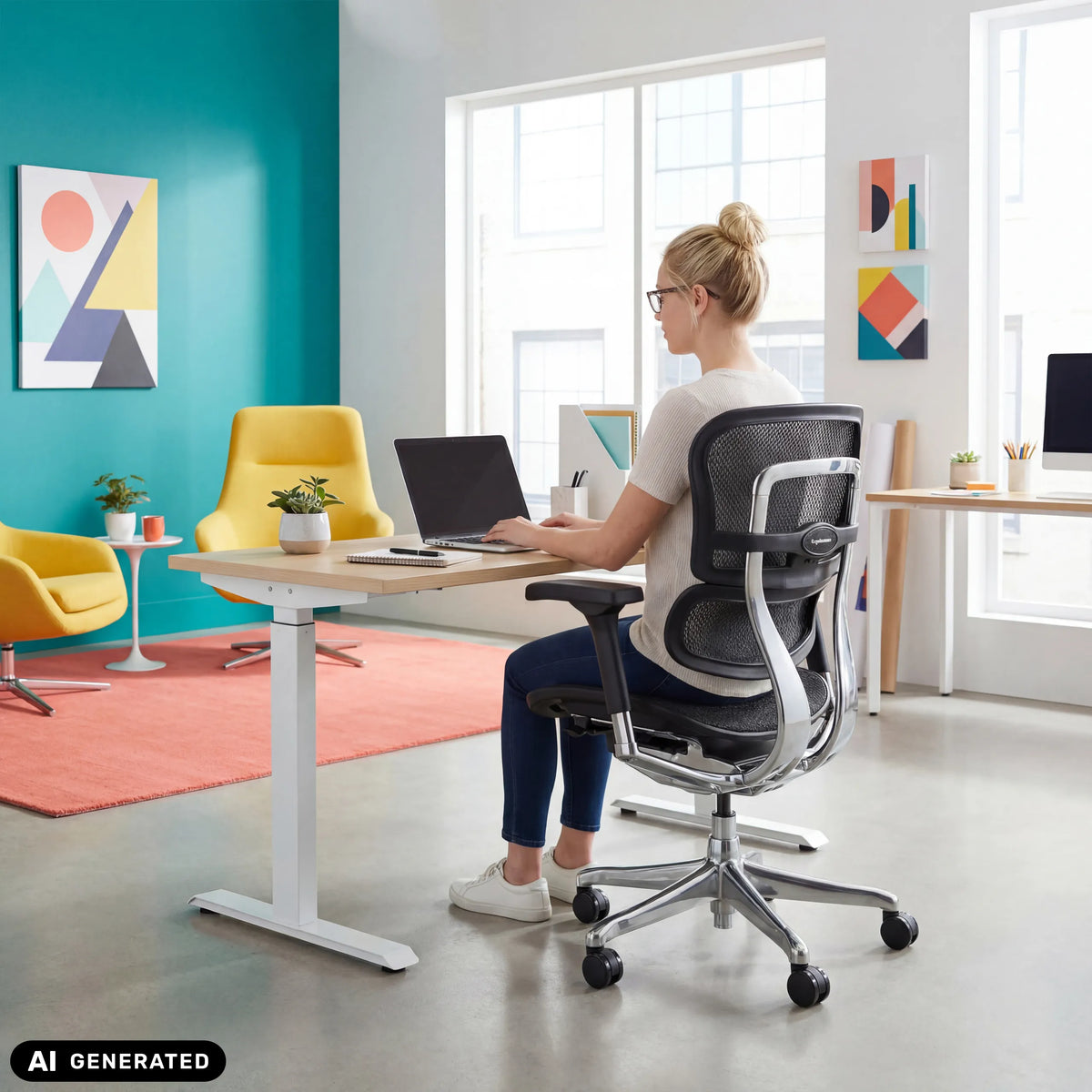 Siège de direction de luxe ERGOHUMAN BASE GEN2 avec dossier en maille en noir de hjh OFFICE (image générée par IA)