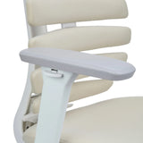 Accoudoir blanc du siège de bureau de qualité professionnelle ERGO LINE W avec repose-bras gris et revêtement en tissu beige de hjh OFFICE