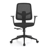 Siège de bureau à domicile Malio noir avec dossier en maille et piètement à cinq roulettes de hjh OFFICE – vue à 360° (vue de face 0°)