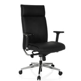 Siège de direction de qualité professionnelle CURYO en noir avec pied en étoile en métal brillant et accoudoirs rembourrés de hjh OFFICE