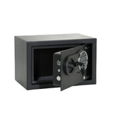 Coffre-fort noir SAFE COMPACT III avec serrure à combinaison et poignée rotative de hjh OFFICE – vue à 360° (vue de trois quarts arrière 120°)
