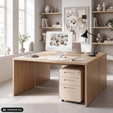 Caisson sur roulettes en métal beige COLOR PLUS I avec trois tiroirs sous un bureau de hjh OFFICE (image générée par IA)