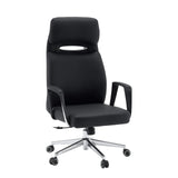 Schwarzer Profi-Chefsessel VELVET ECO mit Chromgestell und Teppichbodenrollen von hjh OFFICE