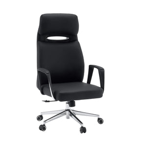 Schwarzer Profi-Chefsessel VELVET ECO mit Chromgestell und Teppichbodenrollen von hjh OFFICE