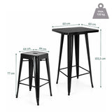 Dessin coté de l'ensemble bar Vantaggio Set avec une table de 60 × 60 cm et une hauteur de 103,5 cm de hjh OFFICE