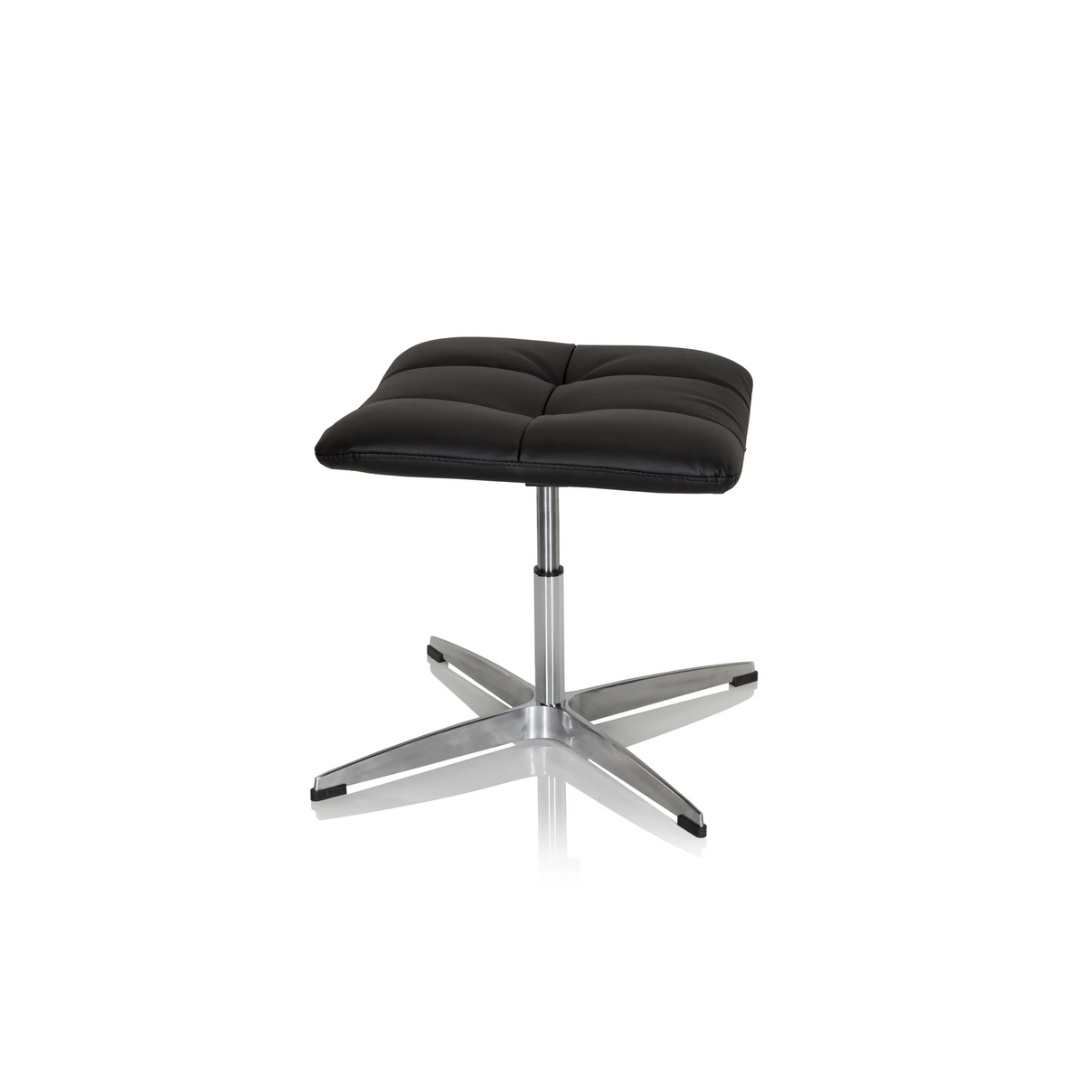 Tabouret rembourré noir SARANTO en similicuir avec pied en étoile à quatre branches de hjh OFFICE – vue à 360° (vue de profil 80°)