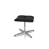 Tabouret rembourré noir SARANTO en similicuir avec pied en étoile à quatre branches de hjh OFFICE – vue à 360° (vue de profil 80°)
