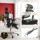 Appui-tête réglable et revêtement en maille du siège de direction de luxe ERGOHUMAN PLUS LEGPRO GEN2 de hjh OFFICE (image générée par IA)
