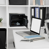 Coffre-fort SAFE COMPACT noir ouvert avec étagères et serrure à combinaison de hjh OFFICE