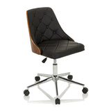 Siège de bureau à domicile CENCA noir avec rembourrage capitonné et base à cinq roulettes de hjh OFFICE – vue à 360° (vue de trois quarts avant 40°)