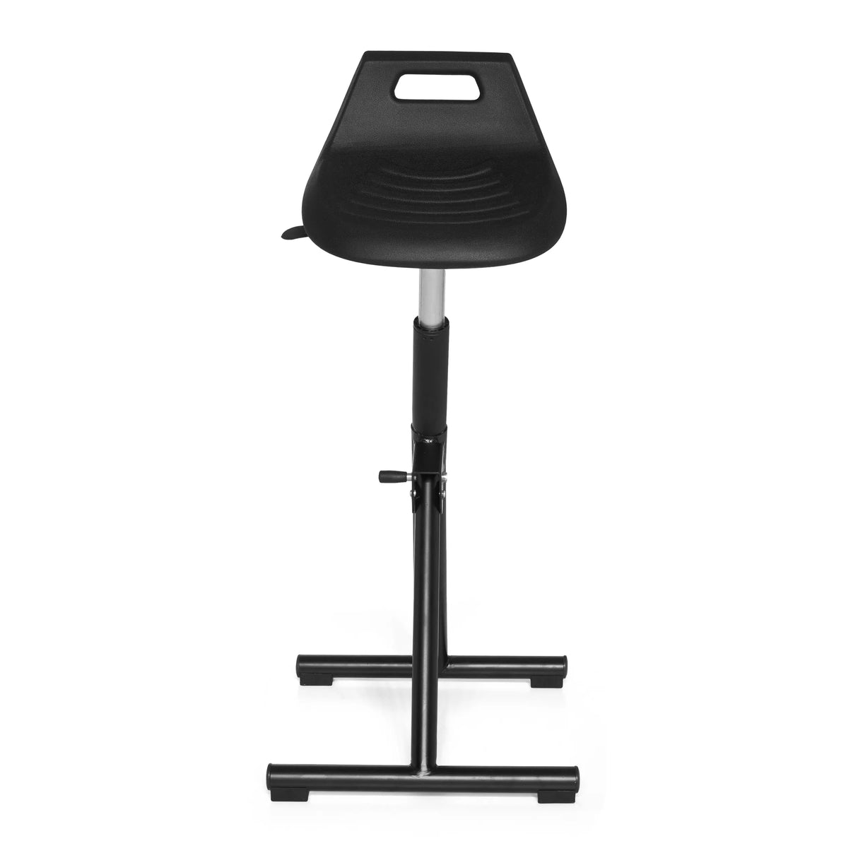 Siège assis-debout TOP WORK 31 noir avec coque d'assise et pied en T de hjh OFFICE – vue à 360° (vue de face 0°)