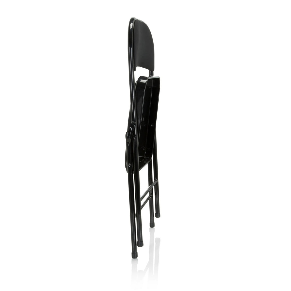 Vue latérale de la Chaise pliante TUDELA II noire avec housse en tissu de hjh OFFICE