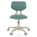 Chaise pivotante pour des enfants KIDDY CLASSIC bleue avec rembourrage et base à cinq roulettes de hjh OFFICE – vue à 360° (vue de face 0°)