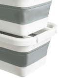 Conteneurs pliables CLEAN SILW empilés en gris et blanc avec poignées intégrées de hjh OFFICE