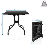 Dessin dimensionnel de la Table pliante TRAVANO T1 de 79 × 79 cm et d'une hauteur de 73 cm de hjh LIVING