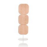 Cloison de séparation beige FLEXMIUT W avec trois éléments carrés et pied blanc de hjh OFFICE – vue à 360° (vue de face 0°)