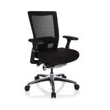 Siège de bureau haut de gamme NOVA PRO ALU noir avec dossier en maille et base à cinq roulettes de hjh OFFICE – vue à 360° (vue de trois quarts avant 40°)