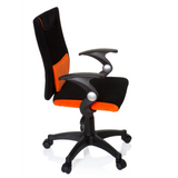 Chaise pivotante pour des enfants KIDDY PRO AL noir et orange avec coussin lombaire et base à cinq roulettes de hjh OFFICE – vue à 360° (vue de profil 80°)