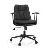 Siège de bureau à domicile SMALLO noir avec rembourrage et piètement à cinq roulettes de hjh OFFICE – vue à 360° (vue de face 20°)