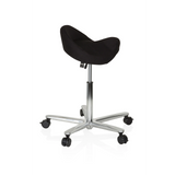 Tabouret de selle MOVE-TEC 3D PRO I noir avec un piétement à cinq roulettes de hjh OFFICE – vue à 360° (vue de profil 80°)
