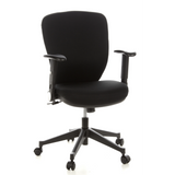 Siège de bureau de qualité professionnelle TRAFFIC 20 noir avec accoudoirs et base à cinq roulettes de hjh OFFICE – vue à 360° (vue de face 20°)