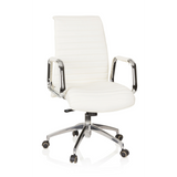 Siège de direction de qualité professionnelle ASPERA 10 blanc crème avec accoudoirs et base à cinq roulettes de hjh OFFICE – vue à 360° (vue de face 20°)