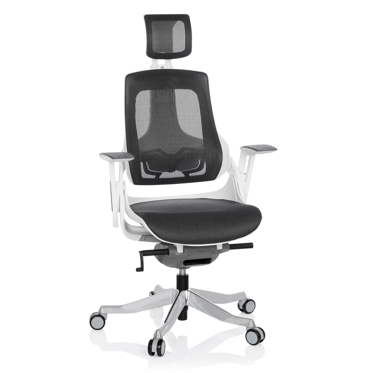 Siège de bureau de qualité professionnelle SPEKTRE gris avec dossier en maille et piètement à cinq roulettes de hjh OFFICE – vue à 360° (vue de face 20°)