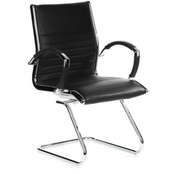 Chaises cantilever PARMA V noires avec rembourrage capitonné et structure chromée de hjh OFFICE