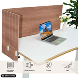 Cloison de table marron FLEXMIUT ROLL W en forme de L sur un bureau blanc de hjh OFFICE