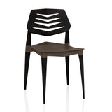 Chaise d'extérieur Flecharo marron-noir avec dossier ajouré de hjh LIVING – vue à 360° (vue de face 15°)