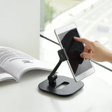 Support de téléphone portable & tablette FLEXMOBI IV noir avec une tablette insérée sur fond blanc de hjh OFFICE