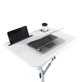 Plateau blanc du bureau assis-debout STAND VM-SU I avec ordinateur portable, tablette et porte-gobelet de hjh OFFICE