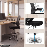 Chaise de comptoir VENDO WORK en noir avec repose-pieds et accoudoirs pivotants de hjh OFFICE (image générée par IA)