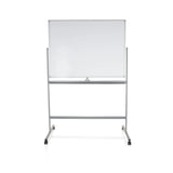 Tableau blanc MULTIBOARD I blanc avec cadre argenté et roulettes de hjh OFFICE – vue à 360° (vue de face 0°)