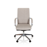Siège de bureau de qualité professionnelle BESSONA beige avec accoudoirs et piètement à cinq roulettes de hjh OFFICE – vue à 360° (vue de face 0°)