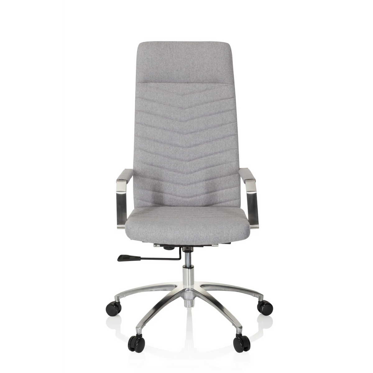 Siège de bureau à domicile SARANTO PLUS gris clair avec accoudoirs et piètement à cinq roulettes de hjh OFFICE – vue à 360° (vue de face 0°)