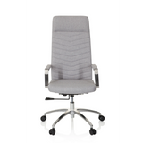 Siège de bureau à domicile SARANTO PLUS gris clair avec accoudoirs et piètement à cinq roulettes de hjh OFFICE – vue à 360° (vue de face 0°)