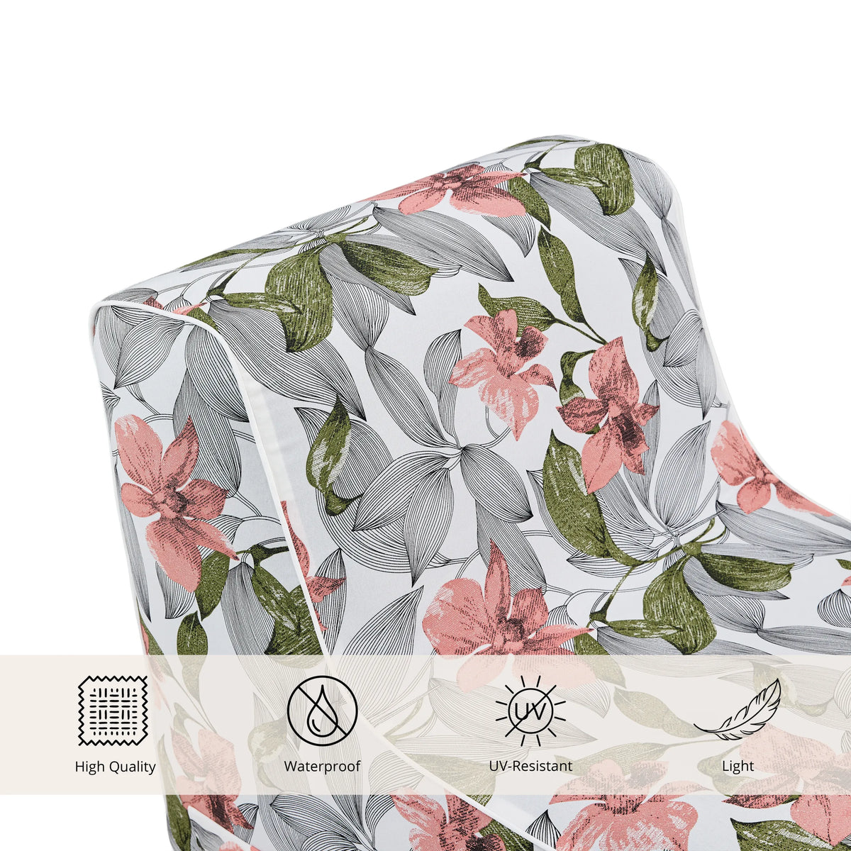 Surface en tissu avec motif floral du Canapé Gonflable Sitzolo Air en blanc, gris et rose de hjh LIVING