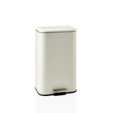 Poubelle Clean 1 beige avec ouverture à pédale et couvercle plat de hjh OFFICE – vue à 360° (vue de face 15°)