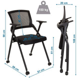 Dessin technique de la Chaise pliante PRIORITY II avec une hauteur de 98 cm et une capacité de charge de 150 kg de hjh OFFICE
