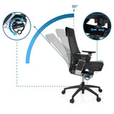 Dossier réglable avec inclinaison à 90 degrés du Siège de bureau de qualité professionnelle GENIDIA SMART BLACK CM de hjh OFFICE
