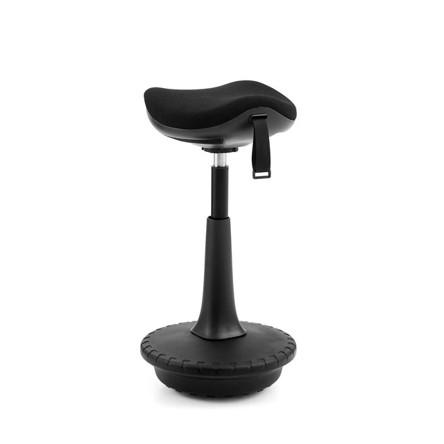 Siège assis-debout Balance Sit Ergo noir avec assise rembourrée et pied rond de hjh OFFICE
