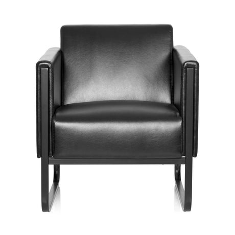 Fauteuil rembourré noir BALI BLACK avec revêtement lisse et accoudoirs intégrés de hjh OFFICE
