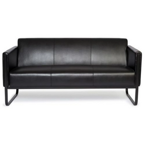Canapé lounge noir BALI BLACK trois places avec revêtement en cuir et structure en métal de hjh OFFICE
