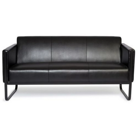 Canapé lounge noir BALI BLACK trois places avec revêtement en cuir et structure en métal de hjh OFFICE