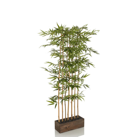 Plante artificielle verte BAMBUS I en forme de bambou avec un pot marron foncé de hjh OFFICE